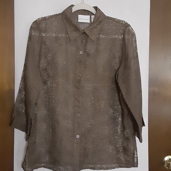 ALFRED DUNNER/SHEER BLOUSE/3-4 SLEEVE/Size 8 - Picture 1 of 8